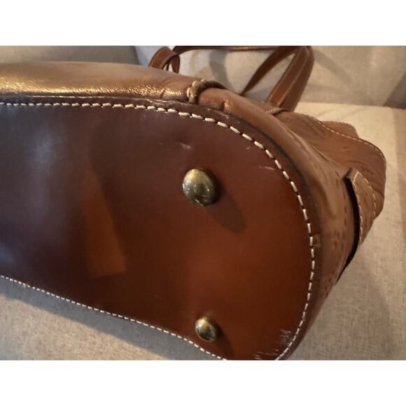 Patricia Nash Bolsena Florence Brown Tooled Leather Tote ZipTop Shoulder Bag - Picture 9 of 14